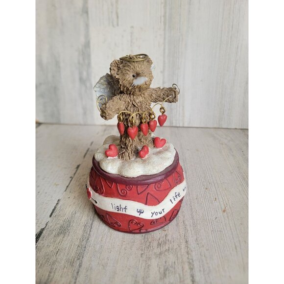 Vintage Valentine AS IS windup music box bear cupid heart home decor - Picture 4 of 11